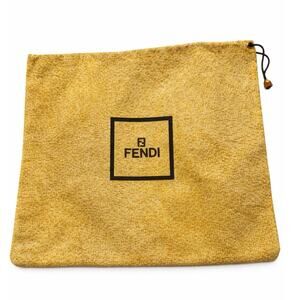 Authentic Fendi Dust Bag Gold Drawstring Logo Storage Pouch 10” x 11” Italy